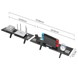 Adjustable Steel TV Top Shelf, Soundbar Mount, Universal Monitor Shelf for Soundbar, Game Console, Cable Box, Router Shelves and Home Accessories (No Storage Boxes, 2PCS)