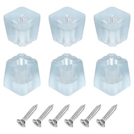 sourcing map 6 Pcs 1.18x1.18 Inch Square Rubber Furniture Feet with Screws, Washer, Non-Slip Furniture Floor Pads for Chair Table Sofa Couch Legs, Clear