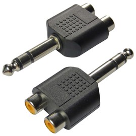 Keepdrum ADA062 Y-Adaptor RCA Stereo Female to 6.3 mm Jack Plug (Pack of 2)