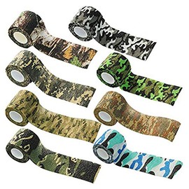 TINTON LIFE 8 Rolls 2" x 15' Outdoor Protective Camouflage Wrap Tapes Camping Accessories Camo Stretch Bandages (8 Colors)