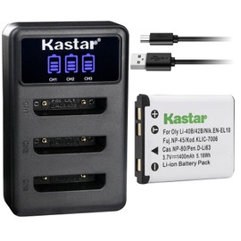 Kastar 1 Pack Battery and LCD Triple USB Charger Compatible with Polaroid CTA-00730S, Polaroid T730, T831, T833 Cameras