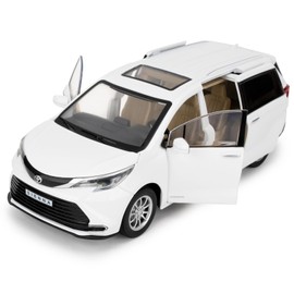 BDTCTK 1:24 Sienna Car Model, Pull Back Diecast Toy Car with Sounds＆Lights for Kids Boys Girls and Adults, Gift White.