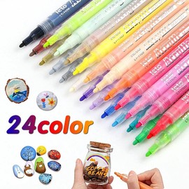 24-color permanent DIY craft water-based acrylic paint marker pen set suitable for rock wood ceramic fabric