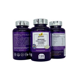 Marine Collagen Plus 3200MG. 120 Capsules – a Premium Blend of Pure Hydrolysed Marine Collagen, Fortified with Biotin, Zinc, Vitamin C & E. Gluten Free, GMO Free and Halal.