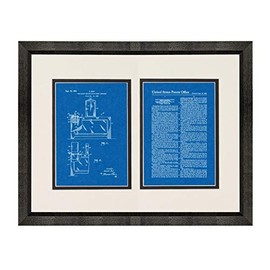 Snow Cone Machine Patent Art Blueprint Print in a Beveled Black Wood Frame with a Double Mat (20" x 24") M15808