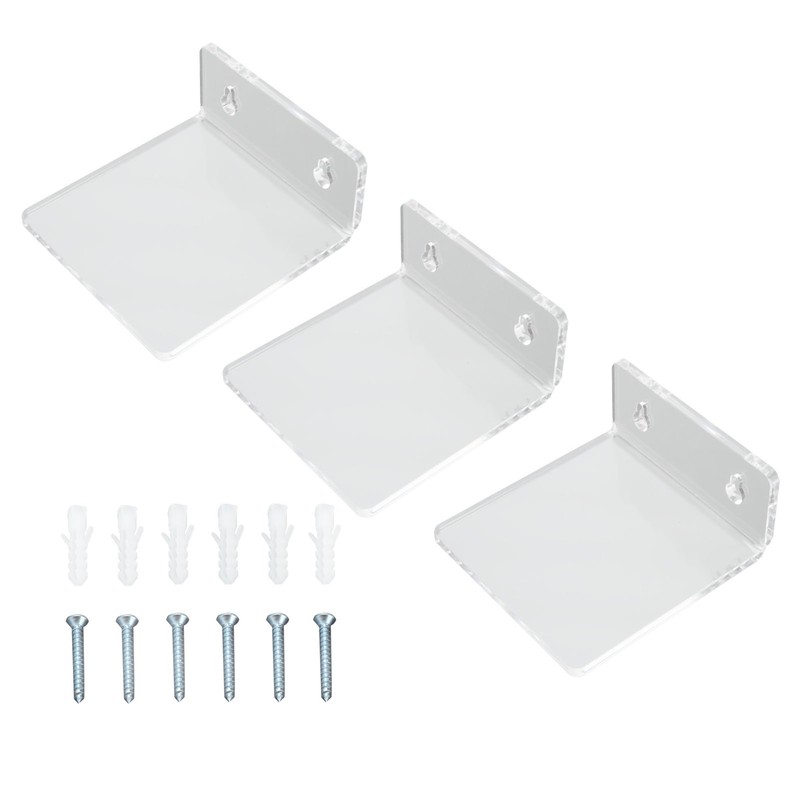 3PCS Clear Acrylic Display Rack Wall Mounted Floating Shelf for