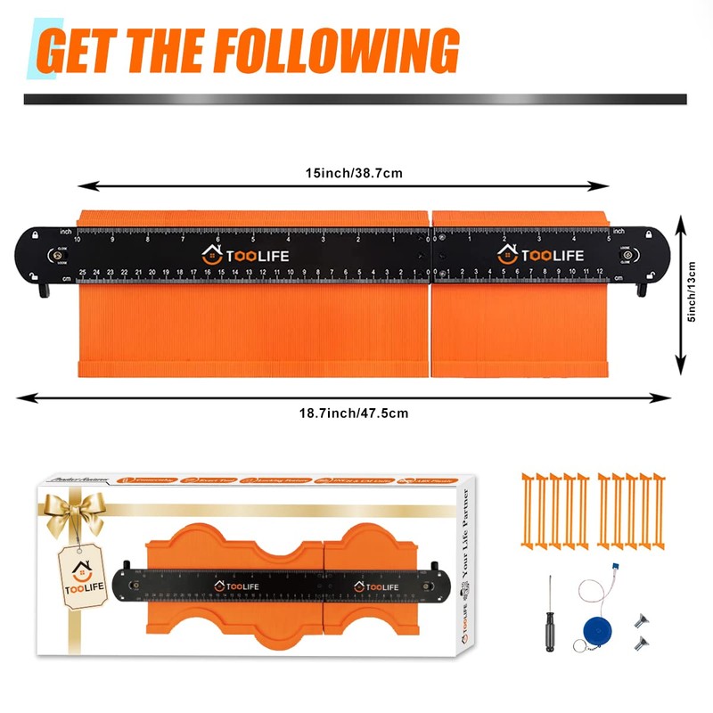 TOOLIFE Connectable Contour Gauge, Gifts for him Men Husband Dad,Woodworking