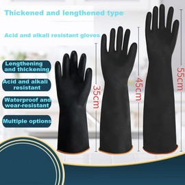 HONYITO acid and alkali resistant industrial gloves chemical corrosion chemical waterproof labor protection rubber gloves (Short)