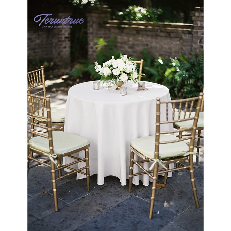 1 Pack High Quality Round Tablecloth, 90 Inch, White Polyester
