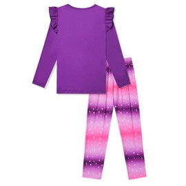 Flutter Sleeve Pajamas for Big Girls Kids Unicorn Pj Sets Winter Sleepwear,Size 10 11