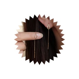 Yheakne Boho Crystal Bar Drop Earrings Gold Bar Chain Drop Earrings CZ Rhinestone Drop Stud Earrings Long Tassel Chain Drop Earrings Jewellery for Women and Girls, Zinc, No Gemstone