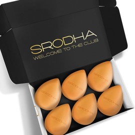 SRODHA Beauty Make Up Sponge Set | 6 Pieces Pack | Liquid Makeup Blender Sponge Sets | For Mixing Face Complexion Foundation Concealer Cream Products Powder (Teardrop Orange)