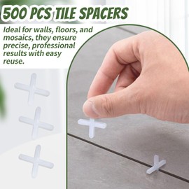 IGXX 500 Pieces Tile Spacers, 3mm Tile Spacers, Decorative Tiles, Plastic Cross Spacers for Wall and Floor Tiles, White Tile Spacers