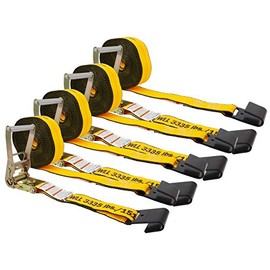 (4 Pack) Kinedyne 2" X30' Ratchet Straps w/Flat Hook, WLL 3333 Tie Down Strap