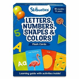Skillmatics Tarjetas de memoria gruesas para niños pequeños: letras, números, formas y colores, juguetes Montessori, actividades de aprendizaje preescolar, ayudas de aprendizaje, regalos para niños de 1, 2, 3, 4 años