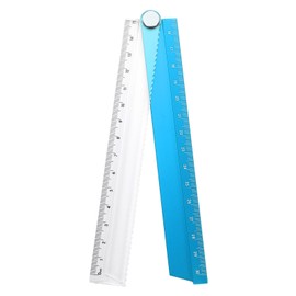 sourcing map Folding Straight Ruler 30cm Metric Aluminum Alloy Protractor Foldable Angle Ruler Geometric Measuring Tool for Architects Artists Office, Blue