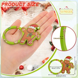 MWOOT Christmas Napkin Rings Set of 12, Gingerbread Man Wooden Napkin Ring Holders Buckle for Christmas Wedding Holiday Dinner Party Banquet Decoration, Xmas Table Settings Accessorie