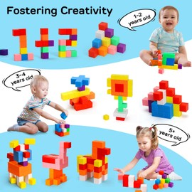 Magnetic Blocks 64 Pieces,1 inch Large Magnetic Building Blocks for Ages 3+ Year Old Boys and Girls, 3D Magnetic Cubes for Kids, XICEN Preschool STEM Educational Sensory Magnet Toys