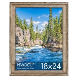 NWDCLF Rustic 18x24 Picture Frame, Reclaimed Barnwood Photo Frame with Plexiglass, Distressed Natural Wood Frame for Wall Mount, Farmhouse Country Home Office Cabin Décor