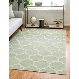 Unique Loom Decatur Collection Trellis Geometric Contemporary Green/Ivory Area Rug (7' 5 x 10' 0)