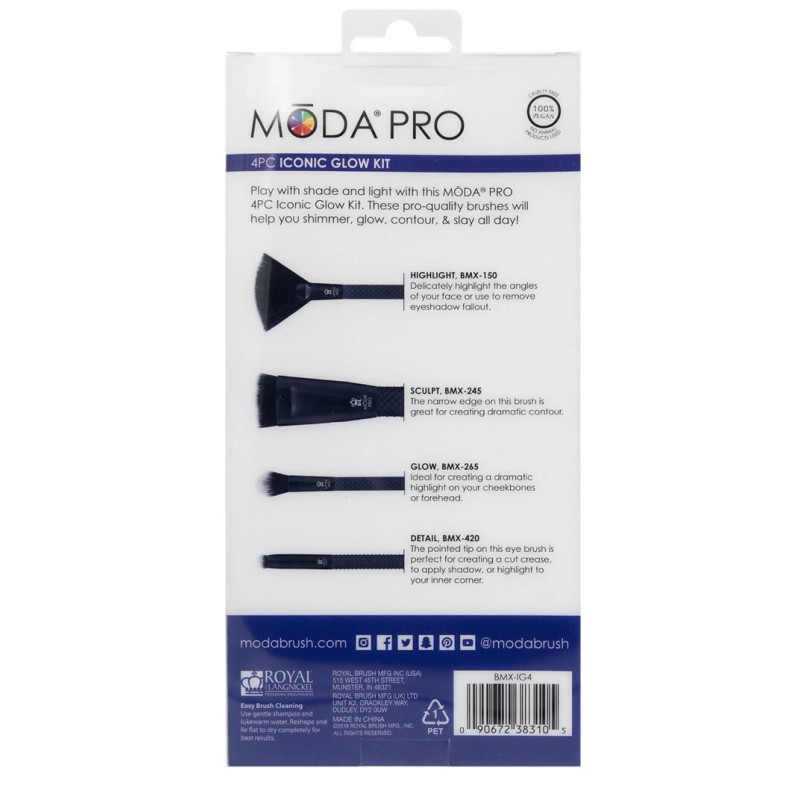 MODA PRO 4 PC ICONIC GLOW KIT BRUSH SET~ FREE
