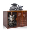 Cityjoy Cat Urn for Ashes - Large Wooden Texture Acrylic