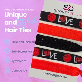 Basketball Hair Accessories, Basketball Hair Ties, No Crease Basketball Hair Elastics Set