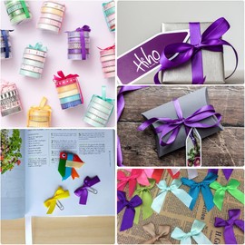 Purple Ribbon 1/8 Inch x 100 Yards, Purple Satin Fabric Ribbons for Crafts, Gift Tags, Gift Wrapping, Floral Bouquets, DIY Bows, Wedding Invitation Cards, Baby Shower and Ornaments Decoration