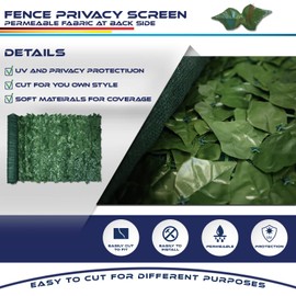 Windscreen4less 1PC 6' x 8' Artificial Faux Ivy Leaf Decorative Fence Screen Faux Leaves Fence Cover Wall Decoration for Outdoor Garden Patio Porch Deck Balcony Yard