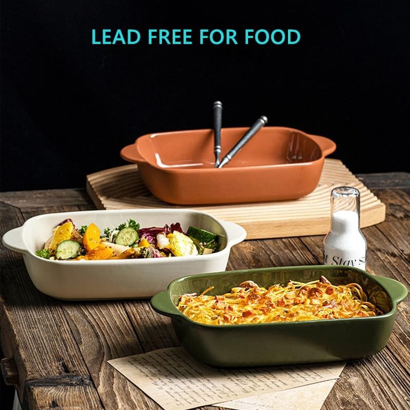 TUSIMI Ceramic Casserole Dish with Lid,33oz Covered Rectangular Baking Dish