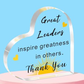 QMVMV Leader Gifts for Men Women, Thank You Gifts for Boss Great Leaders Supervisor, Appreciation Acrylic Plaque Present for Boss Day Retirement Leaving