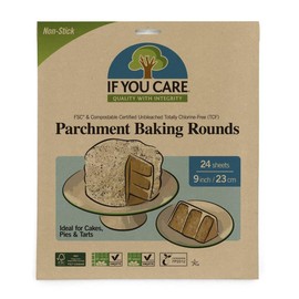 If You Care Parchment Paper Rounds for Baking Cakes, Pies, Tarts – Pack of 24 Circle Liners - Unbleached, Chlorine Free, Greaseproof, Silicone Coated – 9 Inch Diameter