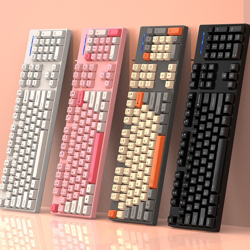 104 Keys Wired Keyboard 3 Colors Cute Gaming Keyboard USB