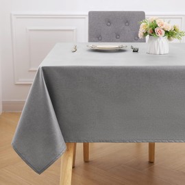 smiry Rectangular Table Cloth Wipe Clean 140x200 cm, Wipeable Water Resistant Linen Tablecloth, Fabric Washable Dining Table Cover for Kitchen Indoor Outdoor, Dark Grey