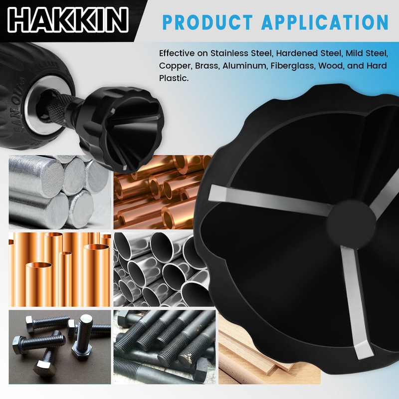 Hakkin 2Pcs Tungsten Carbide Deburring Chamfer Tool Drill Bit, Remove