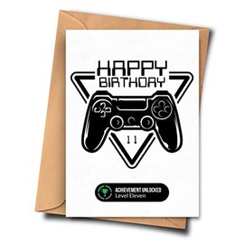 Fat Flamingos 11th Birthday Card for Gamer Nerdy Cards Mum Son Wife for Him Sister Son Uncle (A5 - 5.8x8.3inch - 14.8x210cm)