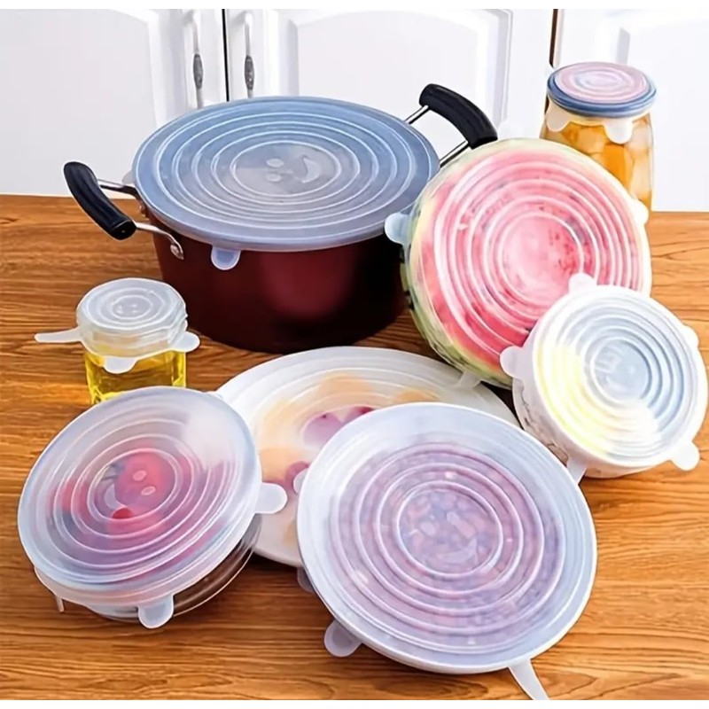 Tapas Elásticas de Silicón Reutilizables, Tapas Ajustables, Tapas Reutilizables Mantener