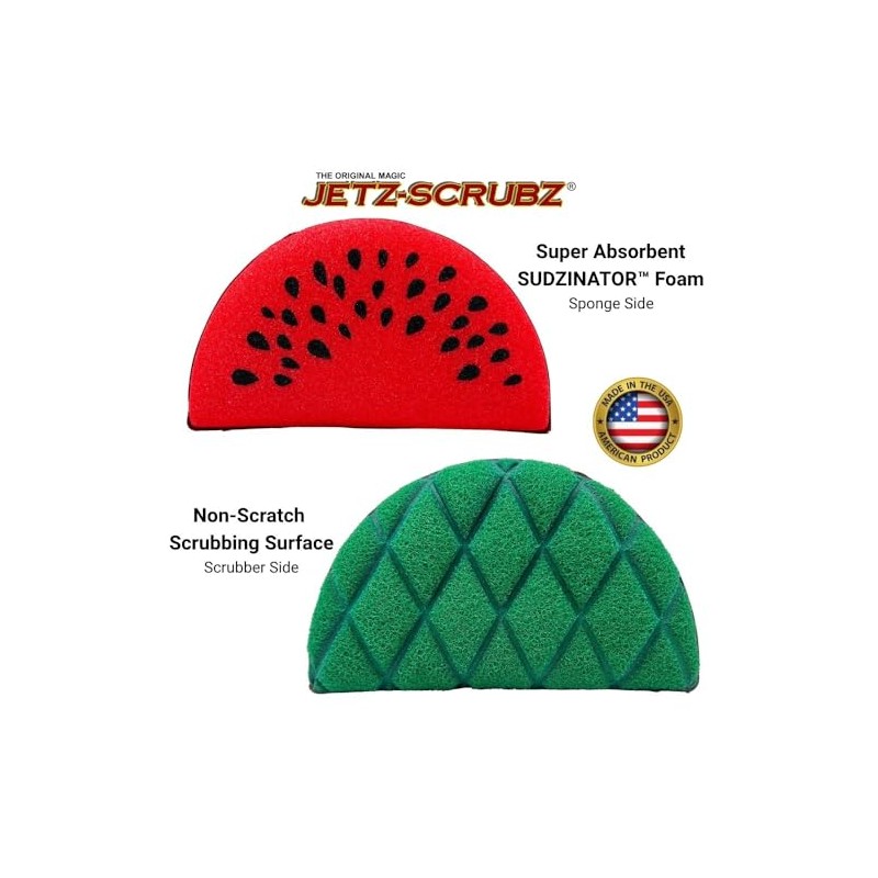 Jetz-Scrubz Watermelon Shaped Dual-Sided Kitchen Scrubber Sponge (2-Pack)