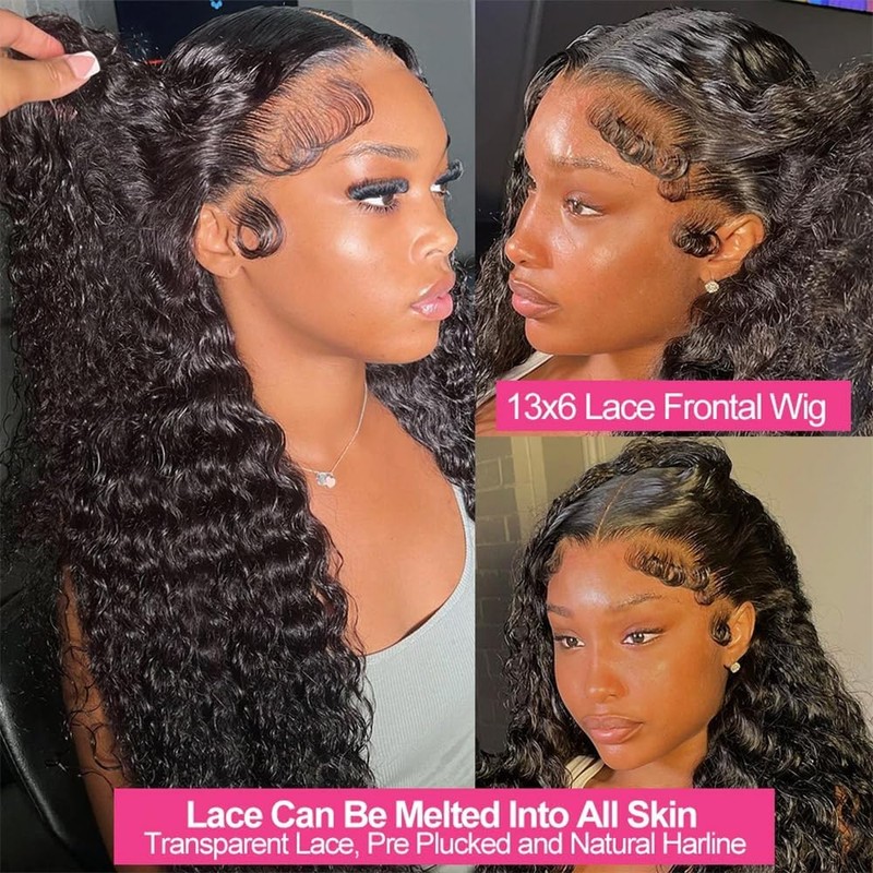 Deep Wave Lace Front Wigs Human Hair 13x6 HD Transparent