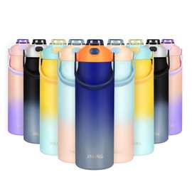 JINLING 1.8L Water Bottle, Large Capacity, Thermos, Vacuum Insulated, Cold Insulated, Sports Bottle, 316 Stainless Steel, Wide Mouth, Portable Straw, Suitable for Sports Beverages, Unisex (Blue)