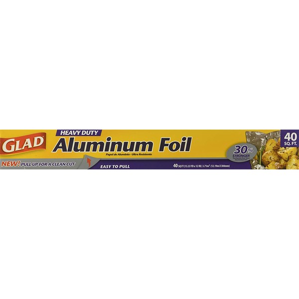 Glad Heavy Duty Aluminum Foil, 40 Square Feet of Multiuse Foil for Ultimate Food Protection | Extra Tough Aluminum Foil for Grilling, Roasting, Baking | Glad Grilling and Baking Accessories