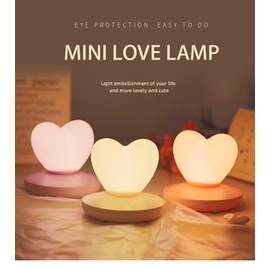 Cute and Romantic Heart Night Light, Rechargeable Night Lamp,Unique Gifts for Girls, Eco-friendly Room Decor, Squishy Silicone Night Light, 3 adjustable brightness