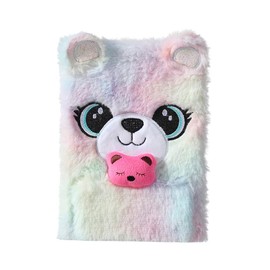 Dodheah Diary Girls Notebook for Girls Plush A5 Travel Diary School Notepad Kids Girls Festival Birthday Gift Colour Bear