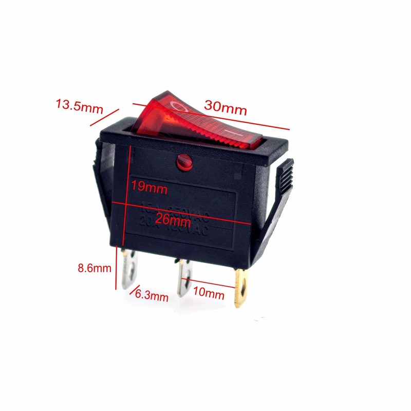 JZK 5pcs ON OFF Rocker Switch 15A 250V 20A 125V