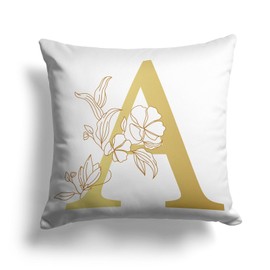 Unique Gifts House Ltd Flower Alphabet Letter A 16 x 16 Soft Pillow Cushion Cover, Throw Pillow Covers 40cm x 40cm