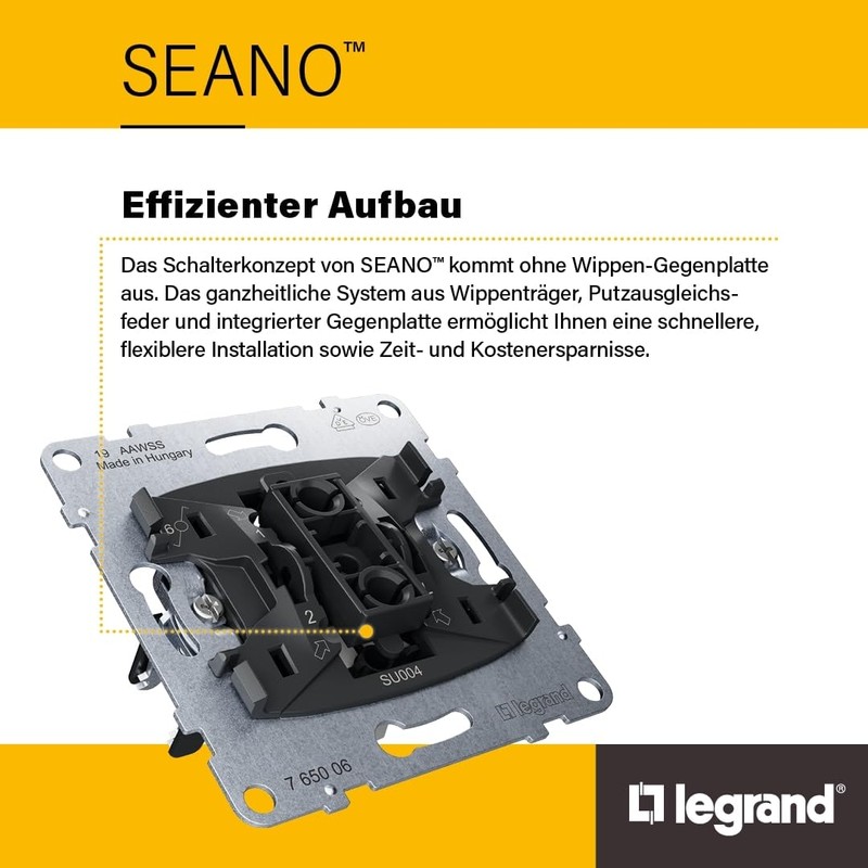 LEGRAND, Seano 765017 Push Button Insert with Toggle Contact and