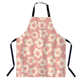 BGBDEIA Vintage Groovy Pink Flowers Chefs Apron, Cooking and Baking Apron for Men and Women, Kitchen Apron, Butchers Apron, BBQ & Catering Bibs
