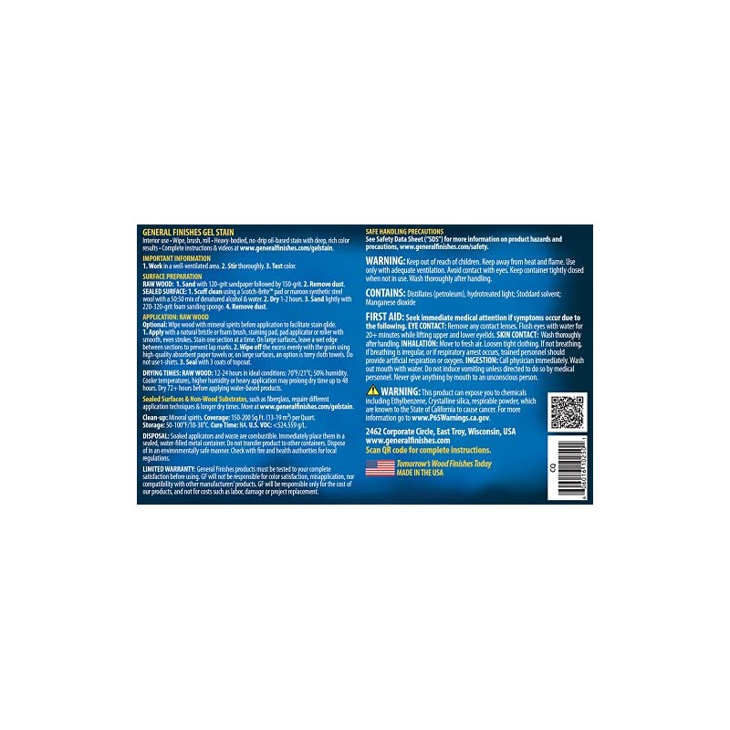 General Finishes Oil Base Gel Stain, 1/2 Pint, Candlelite