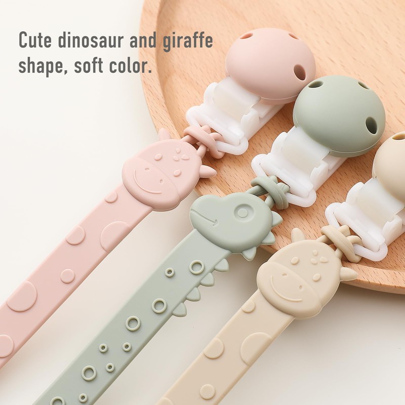 YIVEKO Pacifier Clips for Baby Boys Girls, One-Piece Silicone Pacifier