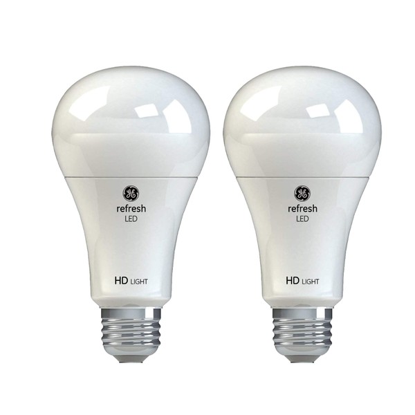GE Refresh HD Dimmable LED Light Bulbs, A21 General Purpose (75 Watt Replacement LED Light Bulbs), 1100 Lumen, Medium Base Light Bulbs, Daylight, 2-Pack LED Bulbs, Title 20 Compliant
